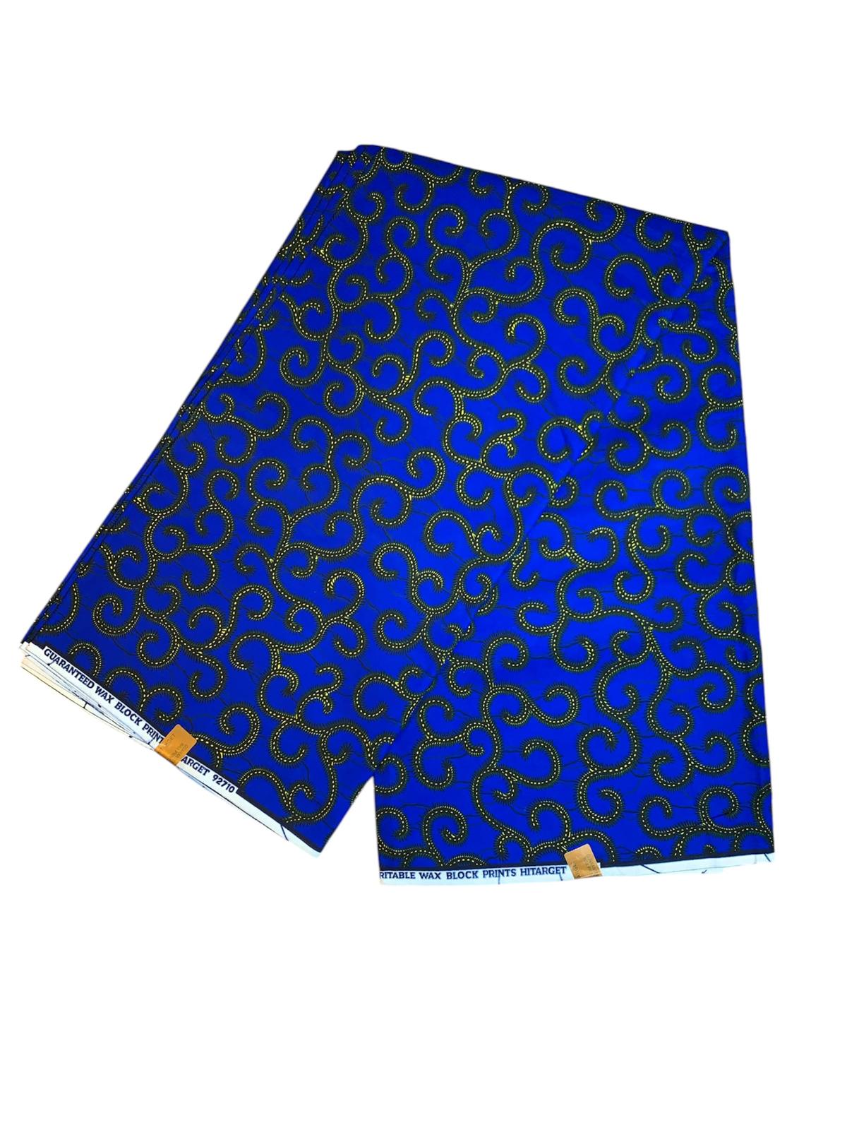 Tissus Wax Africain 100% Coton Ankara, 6 yard Wax Hitarget Authentique Motif : Macaroni Bleu