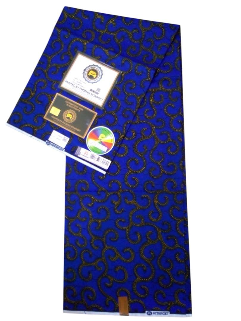 Tissus Wax Africain 100% Coton Ankara, 6 yard Wax Hitarget Authentique Motif : Macaroni Bleu