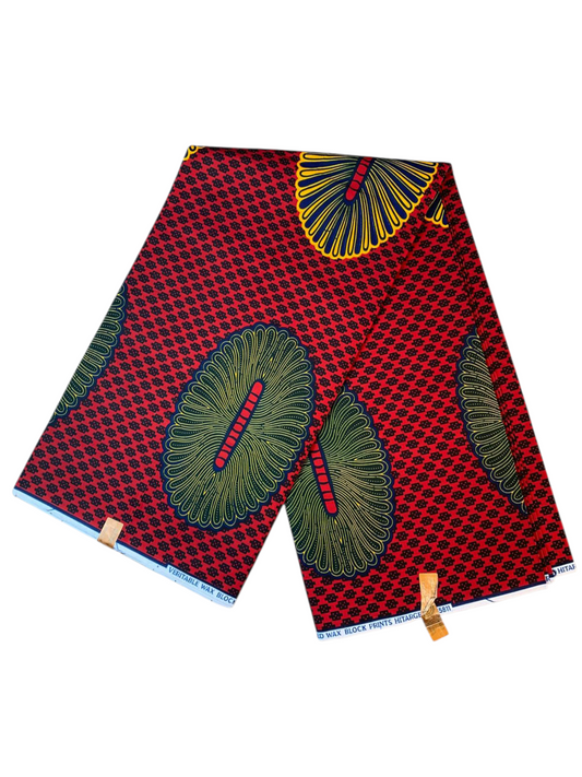 Tissus Wax Africain 100% Coton Ankara  1 à 6 yards Wax Hitarget Authentique  Collection Ankara Design Red Yellow
