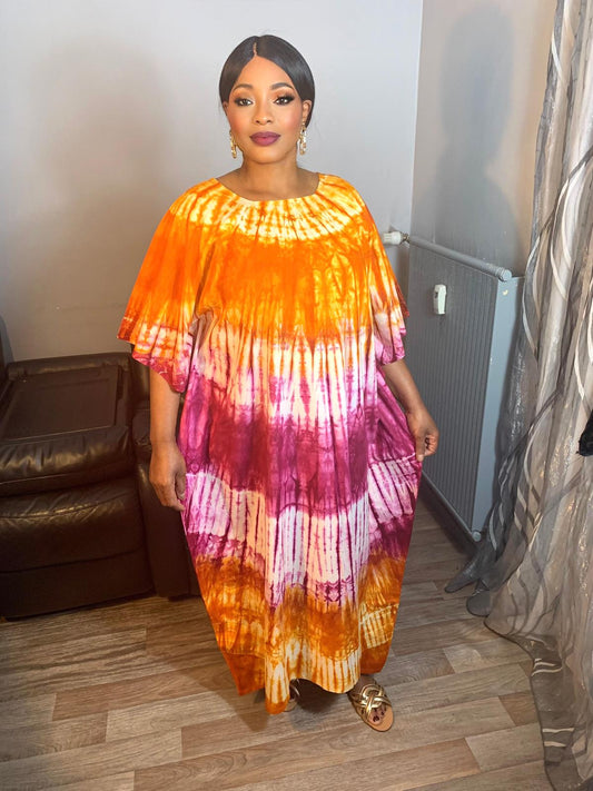 Robe Longue Batik makeba  Tye and Dye 100% Coton doux