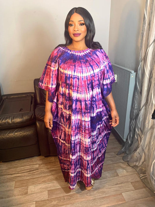 Robe Longue Batik makeba  Tye and Dye 100% Coton doux