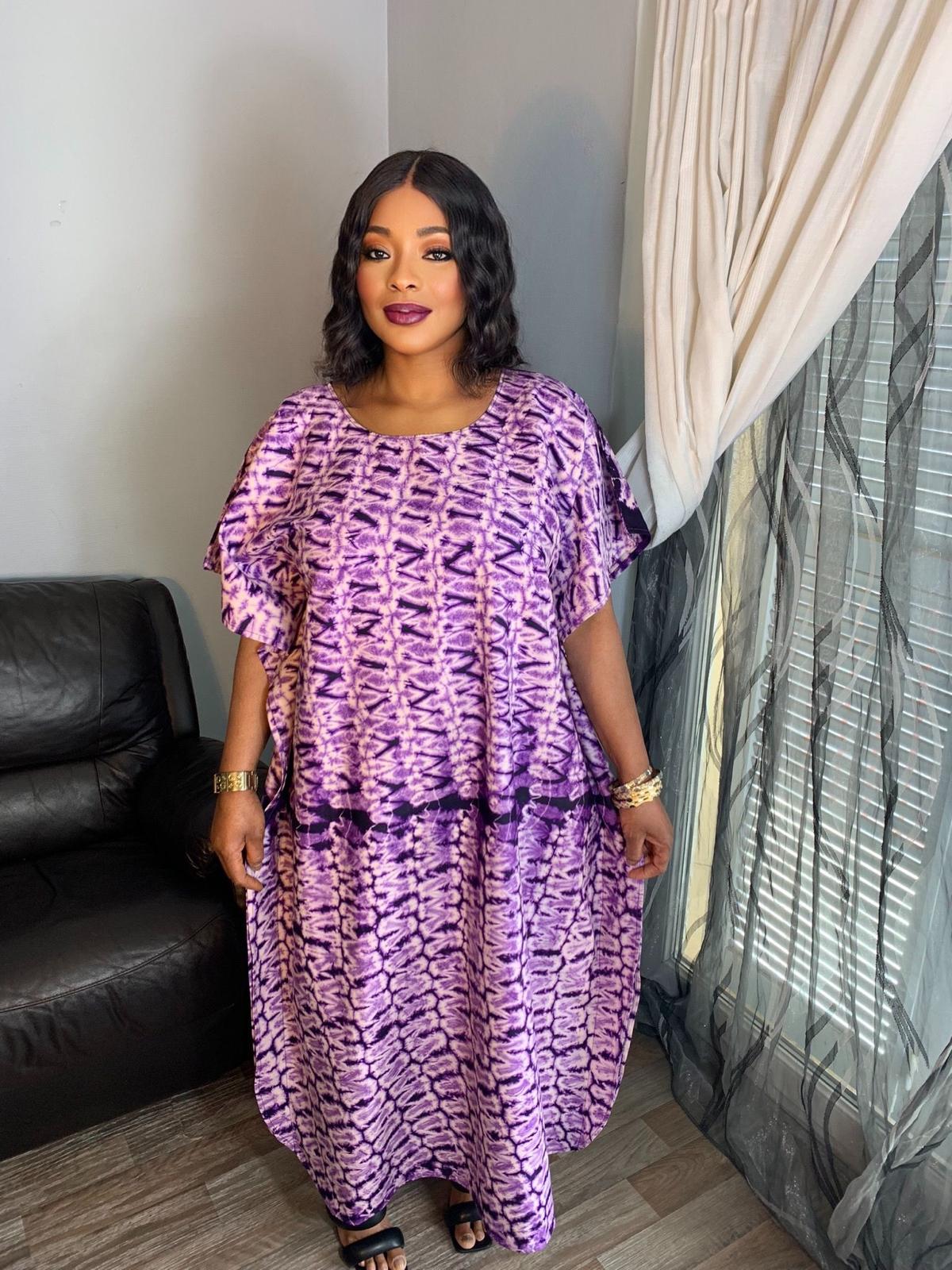 Robe femme Bazin caftan rose 100 % coton doux