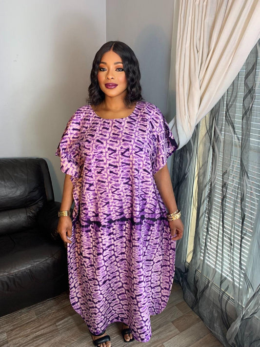 Bazin Long Dress Purple 