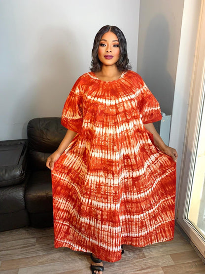 Robe Longue Batik Makeba Rouge Blanc