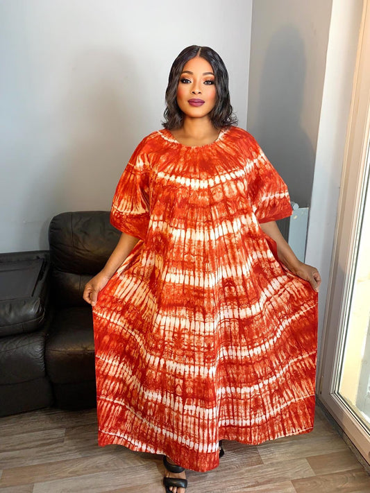 Robe Longue Batik Makeba Rouge Blanc