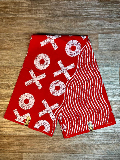 Tissus Wax Africain 100% Coton Ankara Wax  Marque Era Culture Motif OX L'original 2,4 et 6 yards Rouge Blanc