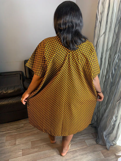Robe  Femme wax, Ankara 100% Coton Robe Midi   motif: Écaille