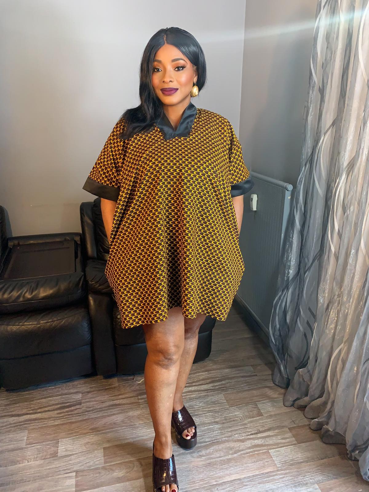 Robe Wax Duchesse motif Écailles Wax  Ankara 100%Coton