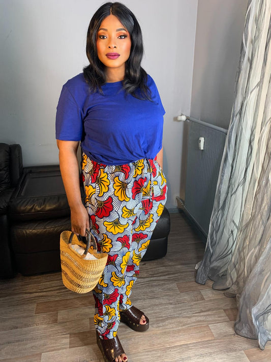 Pantalon Wax Mixte motifs : Fleurs de Mariages Rouges