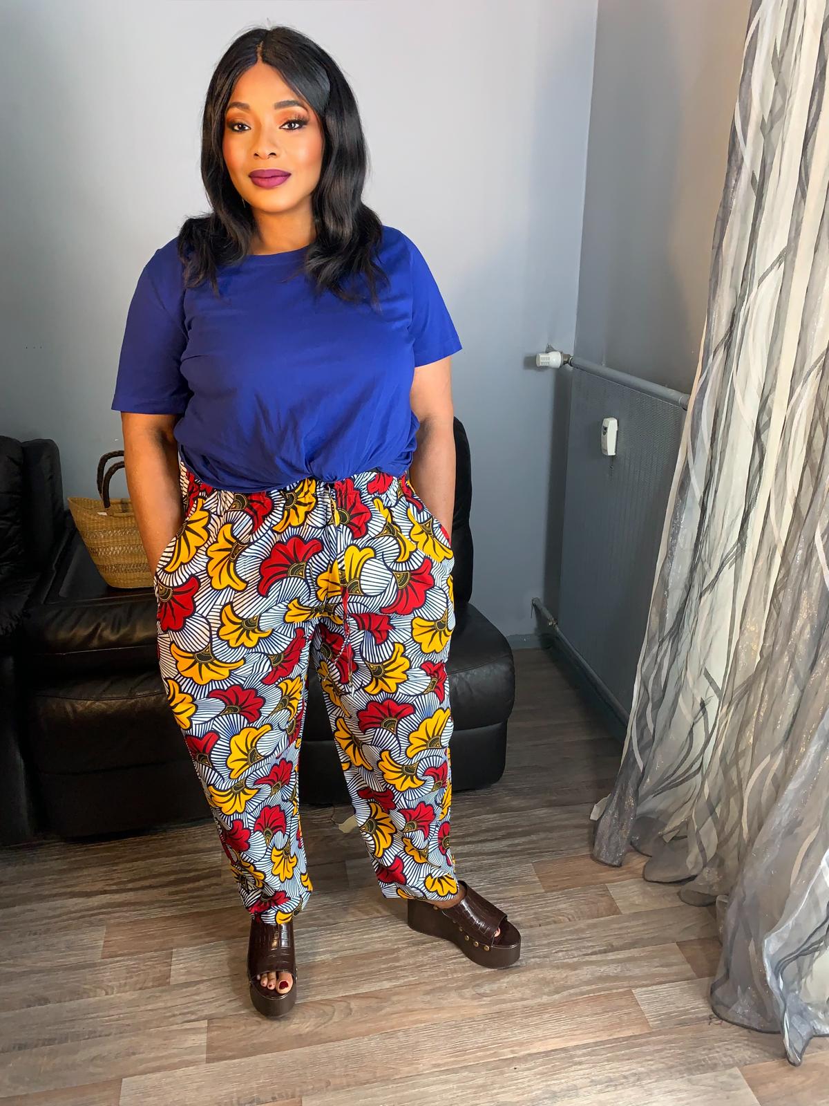 Pantalon Wax Mixte motifs : Fleurs de Mariages Rouges