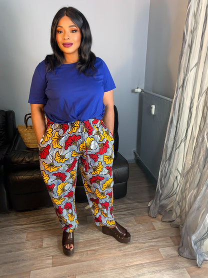 Pantalon Wax Mixte motifs : Fleurs de Mariages Rouges