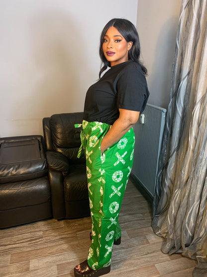 Pantalon Femme Vert OX Africain Palazzo Pants.