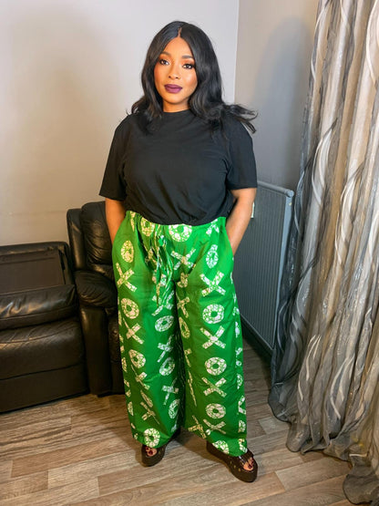 Pantalon Femme Vert OX Africain Palazzo Pants.