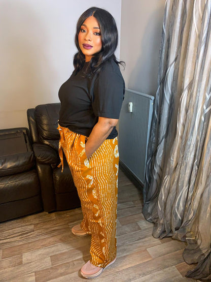 Pantalon Femme Orange OX Africain Palazzo Pants.