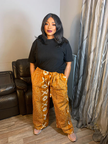 Pantalon Femme Orange OX Africain Palazzo Pants.