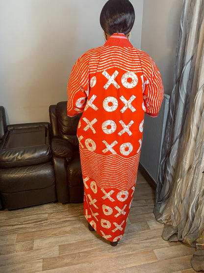 Robe Wax Africain OX Orange Achorké Caftan- Kaftan.