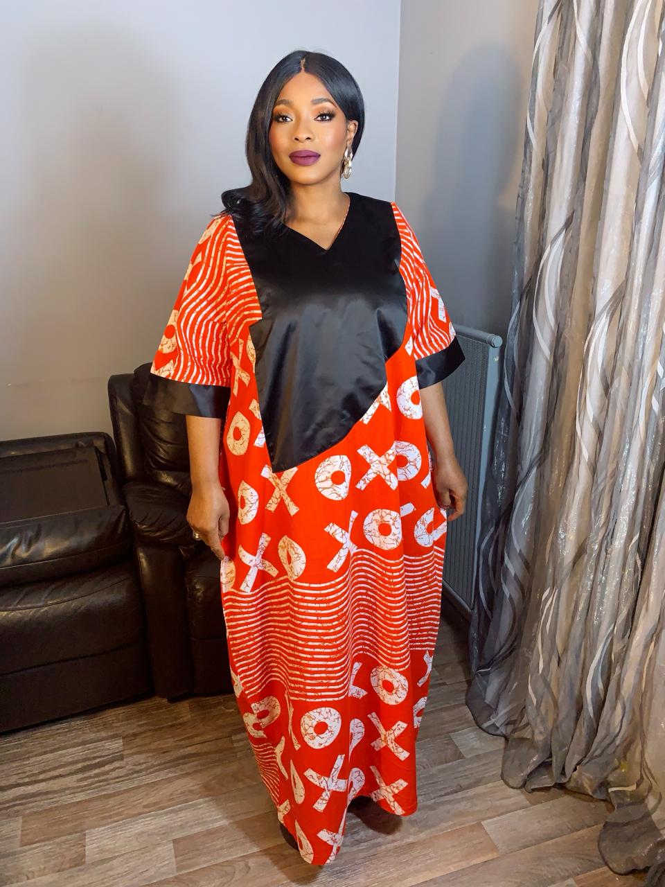 Robe Wax OX Duchesse Orange Wax Ankara 100%Coton