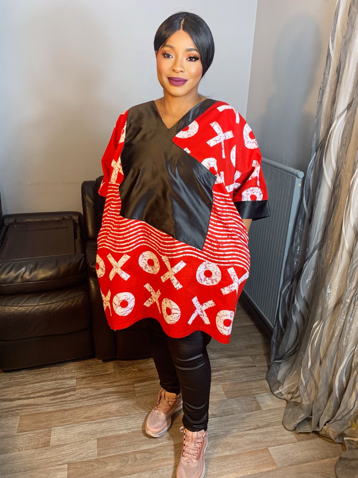 Robe Wax OX Duchesse Rouge Bordeaux Wax  Ankara 100%Coton