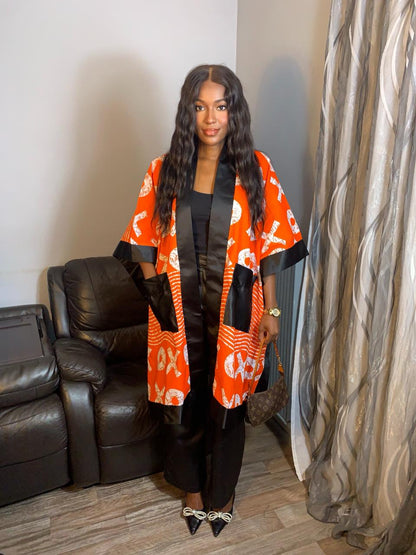 Petit Kimono Court Femme Wax Et Duchesse Wax OX