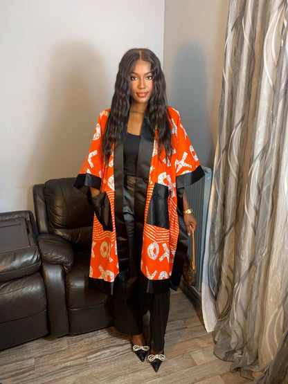Petit Kimono Court Femme Wax Et Duchesse Wax OX