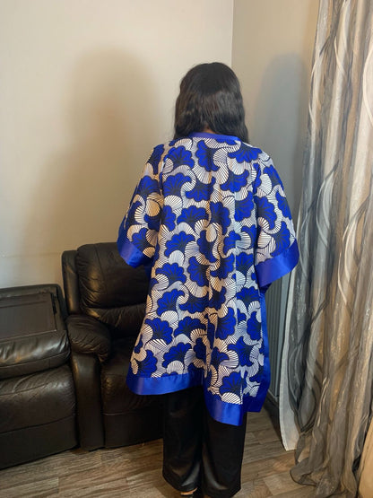 Petit Kimono Court Femme Wax Et Duchesse Fleur de Mariage" 100% Coton