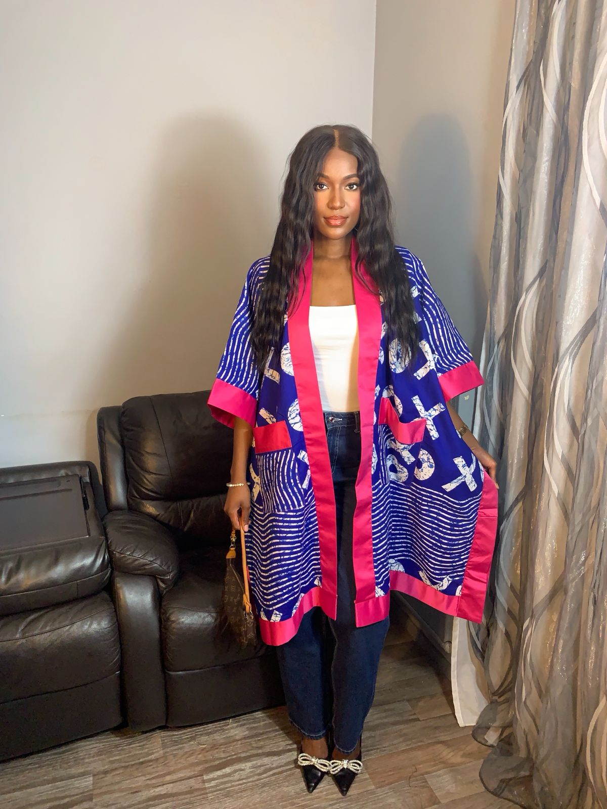 Petit Kimono Court Femme  Wax Et Duchesse 100 % Coton