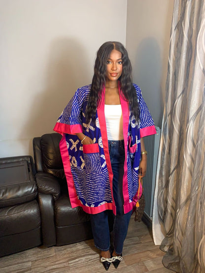 Petit Kimono Court Femme  Wax Et Duchesse 100 % Coton