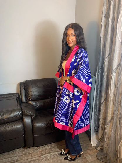 Petit Kimono Court Femme  Wax Et Duchesse 100 % Coton