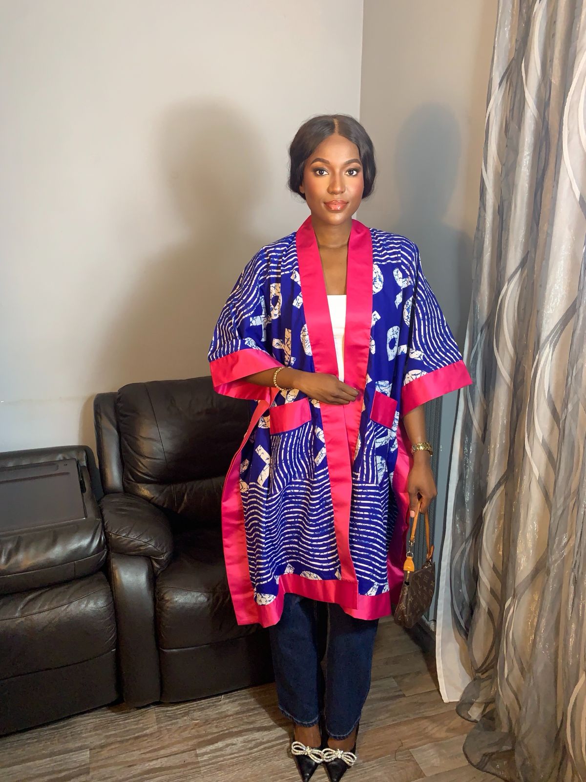 Petit Kimono Court Femme  Wax Et Duchesse 100 % Coton