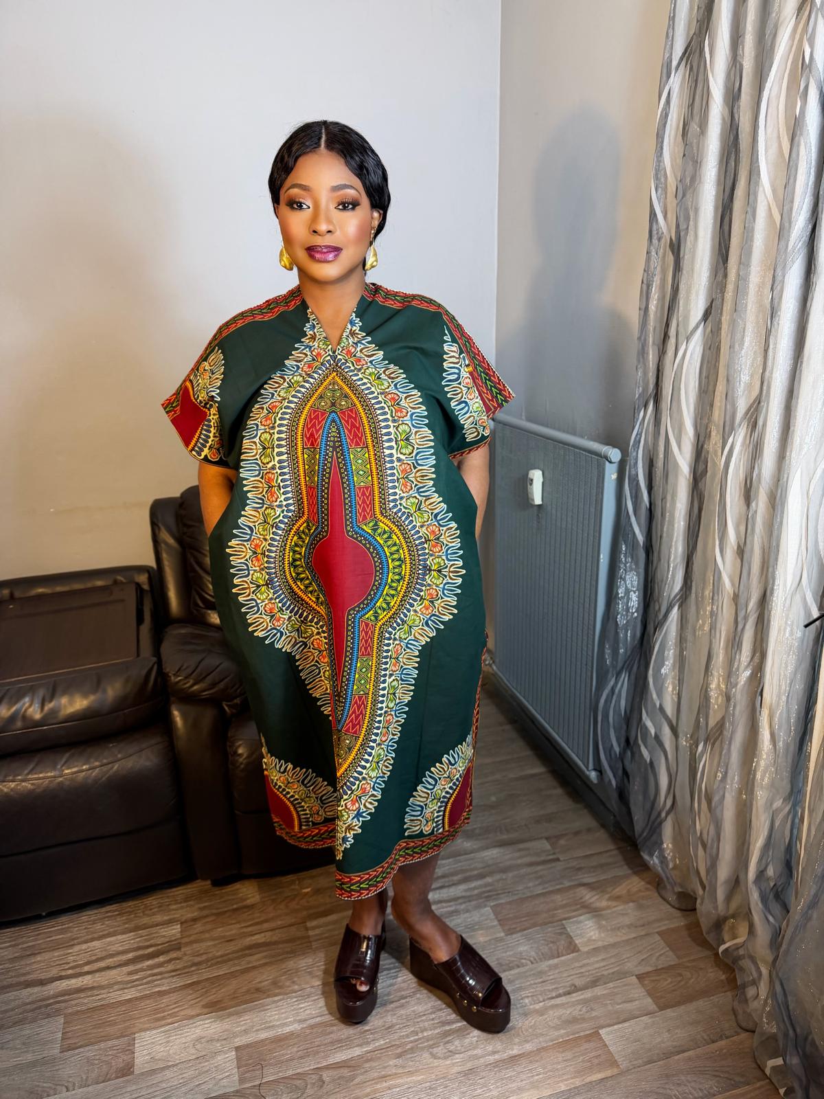 Robe Midi "Wax Hitarget 100% Coton Dashiki Ankara
