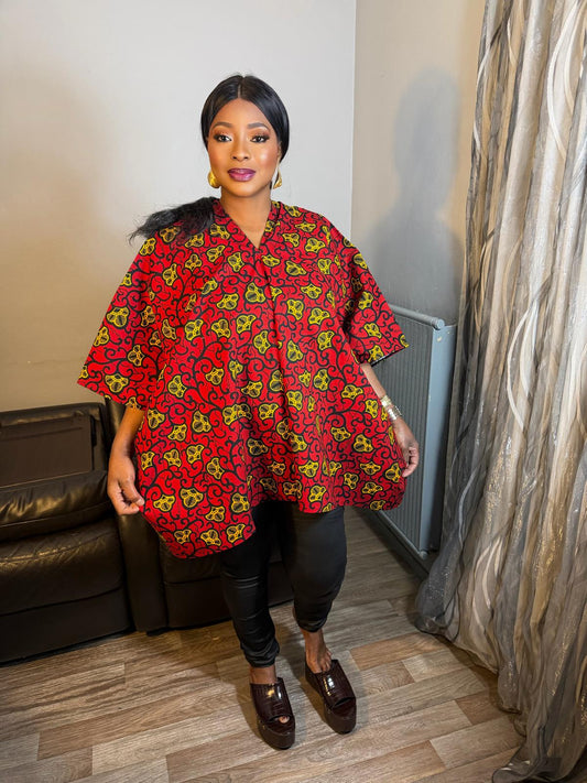 Top en Wax Africain 100 % Coton motif Collection – Haut Tendance en Tissu Wax Authentique