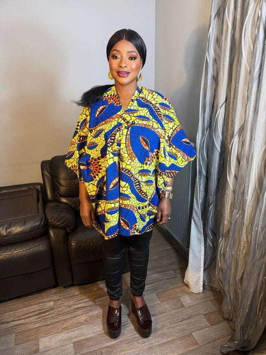 Top en Wax Africain 100 % Coton motif Collection – Haut Tendance en Tissu Wax Authentique