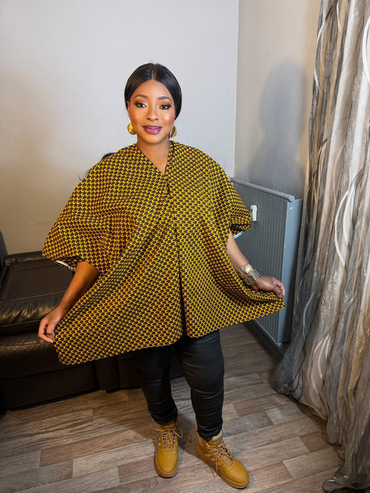 Top en Wax Africain 100 % Coton Écailles – Haut Tendance en Tissu Wax Authentique