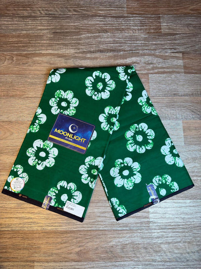 Tissus Wax Africain Ankara Wax  Moonlight  L'original 1 à 6 yards Vert Fleur 100% Coton  Tendance
