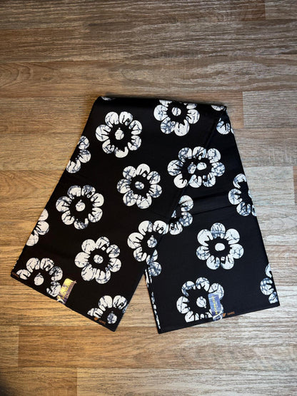 Tissus Wax Africain  Ankara Wax  Moonlight L'original 1 à 6 yards Noir Fleur 100% Coton Tendance