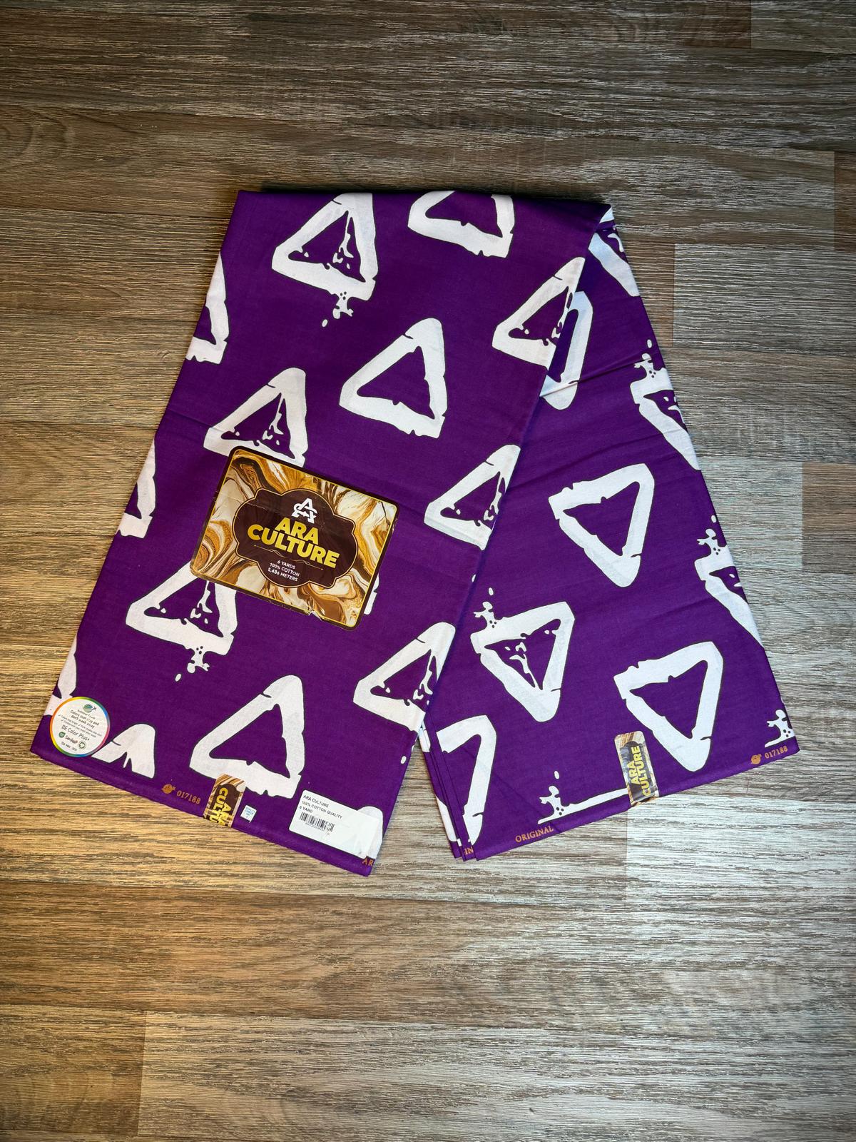 Tissus Wax Africain Ankara , Wax Era Culture L'original  1 à 6 yards  Violet Blanc 100%Coton Tendance