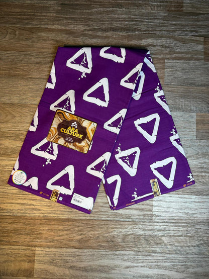 Tissus Wax Africain Ankara , Wax Era Culture L'original  1 à 6 yards  Violet Blanc 100%Coton Tendance