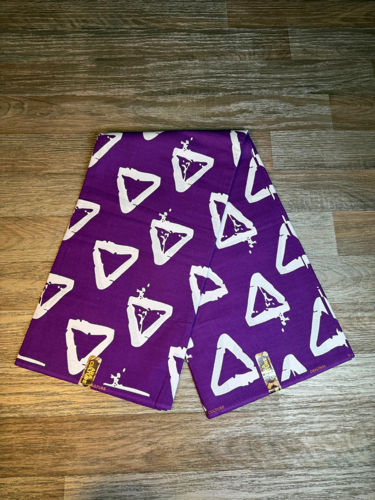 Tissus Wax Africain Ankara , Wax Era Culture L'original  1 à 6 yards  Violet Blanc 100%Coton Tendance