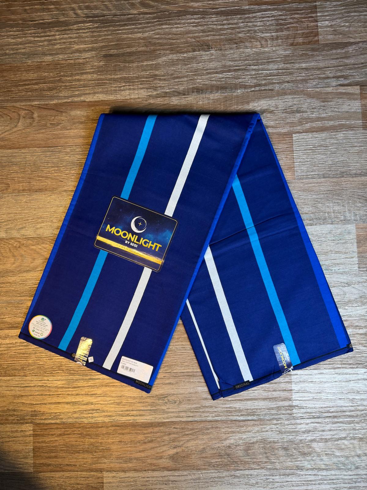 Tissus Wax Africain  Wax Ankara "Wax  Moonlight  L'original 1 à 6 yards Rayures Bleu"  Marine 100%Coton Tendance