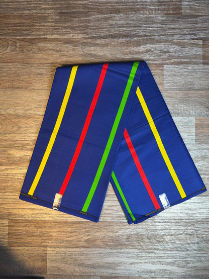 Tissus Wax Africain  Ankara Wax  Moonlight L'original 1 à 6 yards Rayures Bleu Roi 100% Coton Tendance