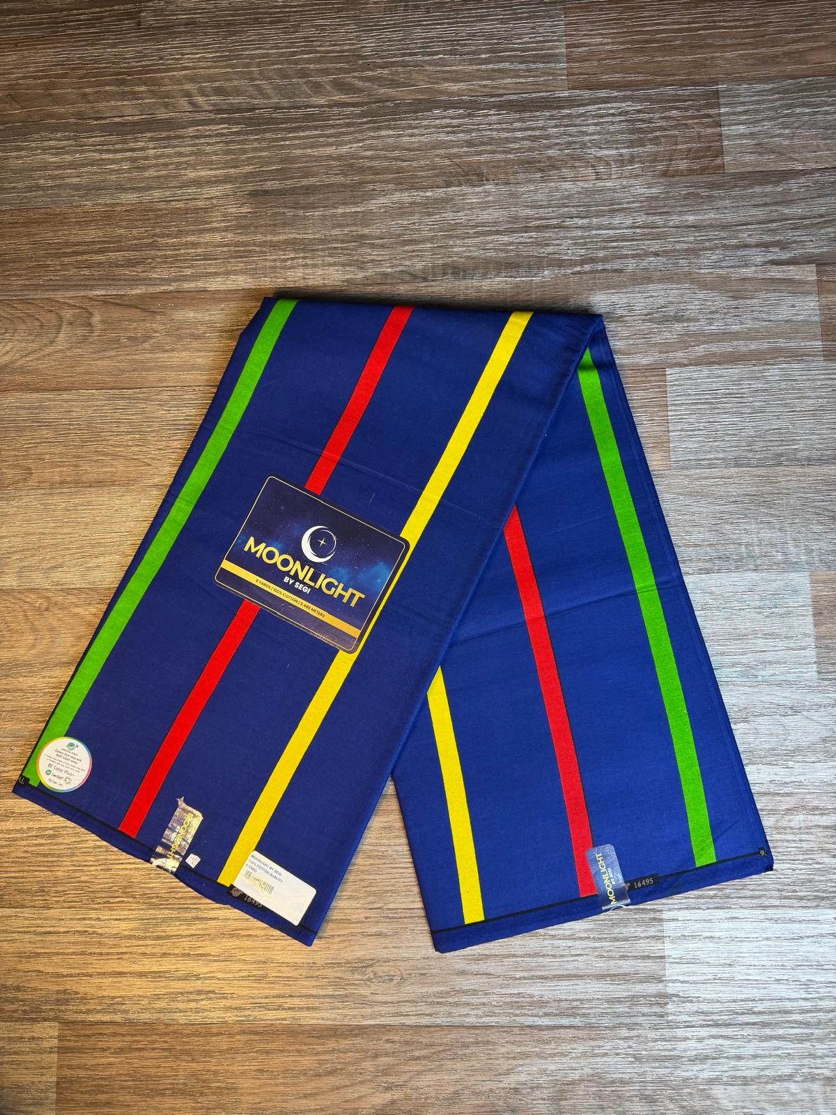 Tissus Wax Africain  Ankara Wax  Moonlight L'original 1 à 6 yards Rayures Bleu Roi 100% Coton Tendance