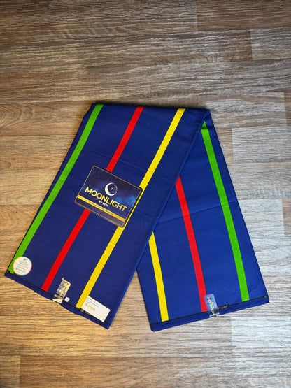 Tissus Wax Africain  Ankara Wax  Moonlight L'original 1 à 6 yards Rayures Bleu Roi 100% Coton Tendance
