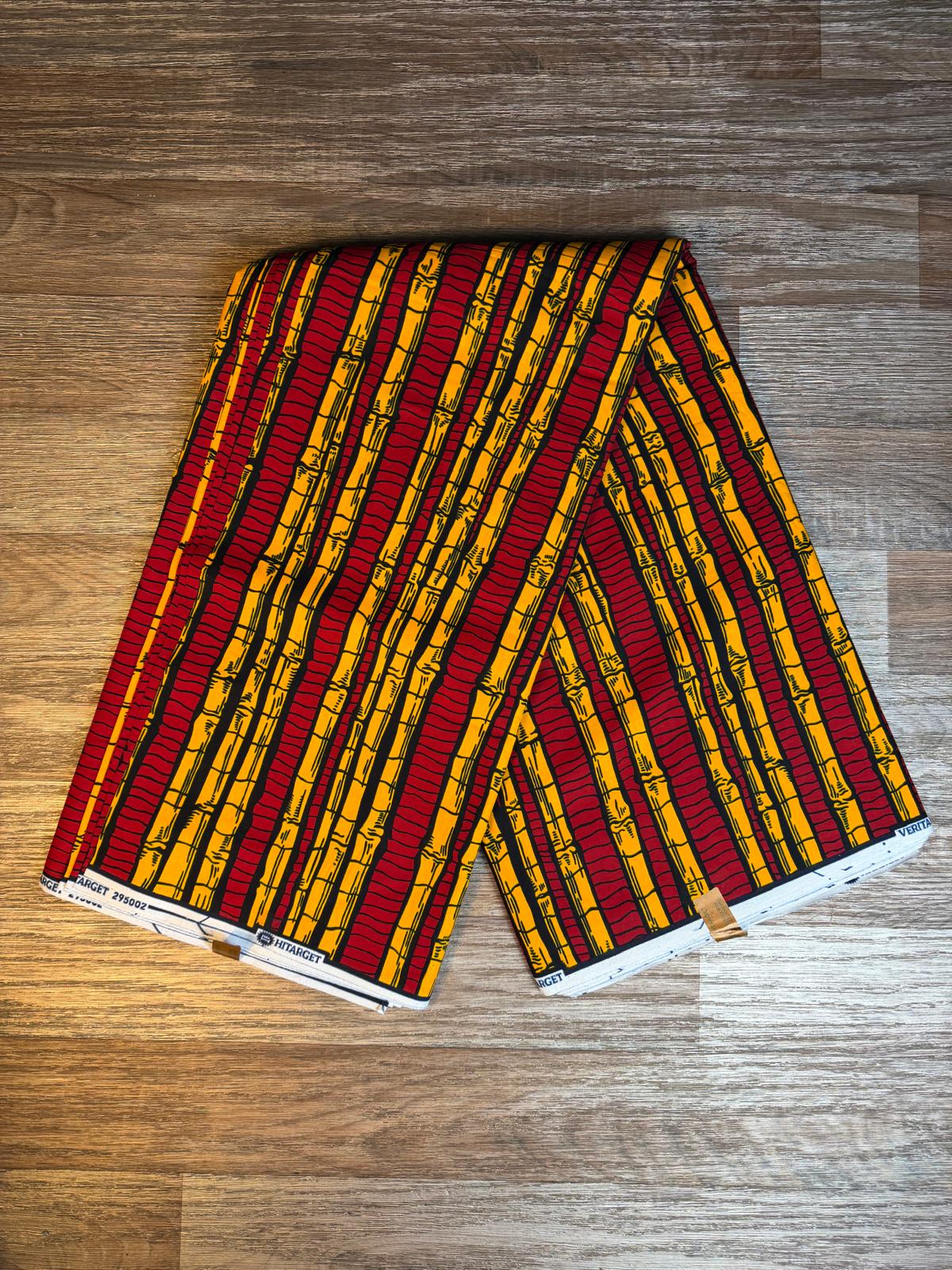 Tissus Wax Africain   Ankara 1 à 12 yard, Wax Hitarget  Rouge" Red" yellow  Sugar' Design' canne à sucre