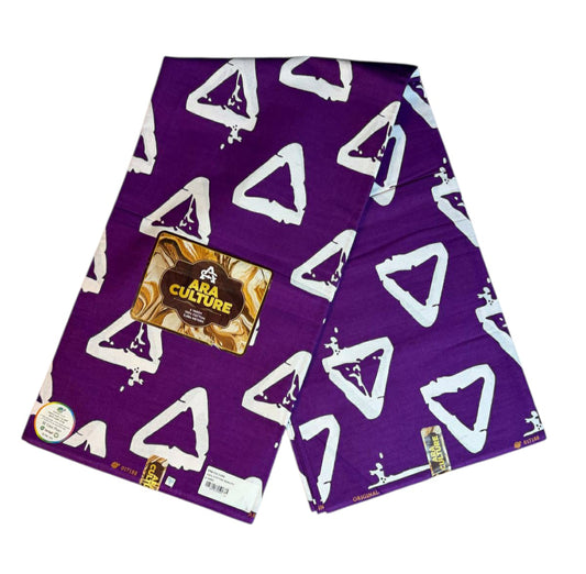 Tissus Wax Africain Ankara , Wax Era Culture L'original  1 à 6 yards  Violet Blanc 100%Coton Tendance