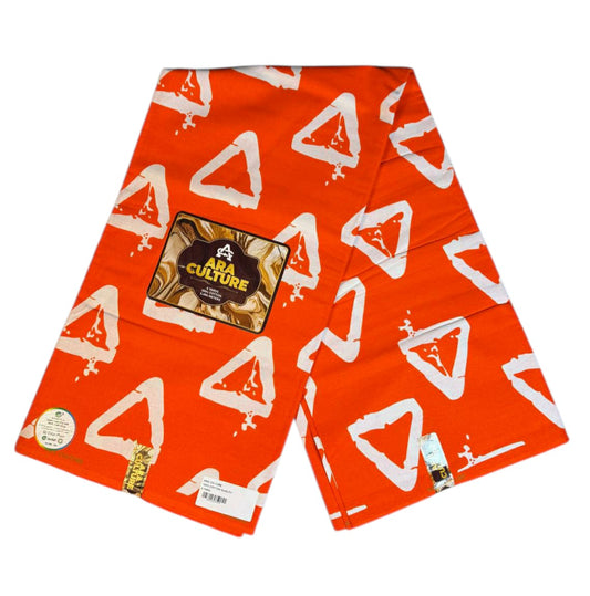 Tissus Wax Africain Ankara , Wax Era Culture L'original 1 à 6 yards Orange Blanc 100% Coton Tendance