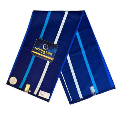 Tissus Wax Africain  Wax Ankara "Wax  Moonlight  L'original 1 à 6 yards Rayures Bleu"  Marine 100%Coton Tendance