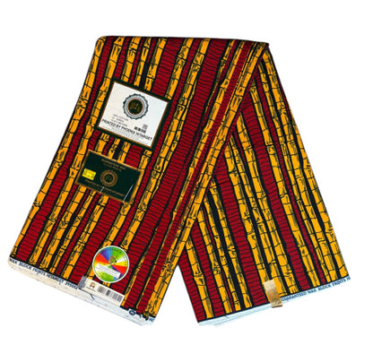 Tissus Wax Africain   Ankara 1 à 12 yard, Wax Hitarget  Rouge" Red" yellow  Sugar' Design' canne à sucre