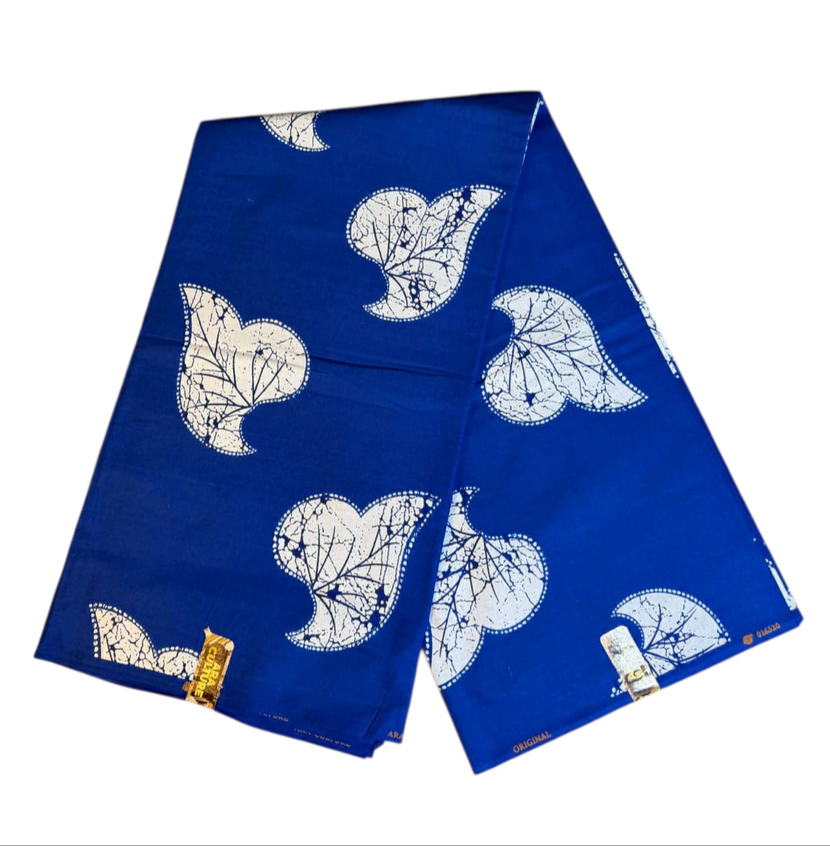 Tissus Wax Africain Ankara Wax  Era Culture  L'original 1 à 6 yards Feuilles Bleu Roi 100% Coton Tendance