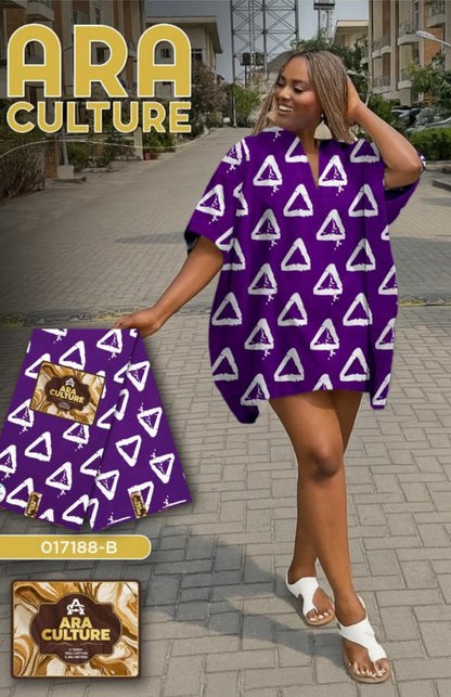Tissus Wax Africain Ankara , Wax Era Culture L'original  1 à 6 yards  Violet Blanc 100%Coton Tendance