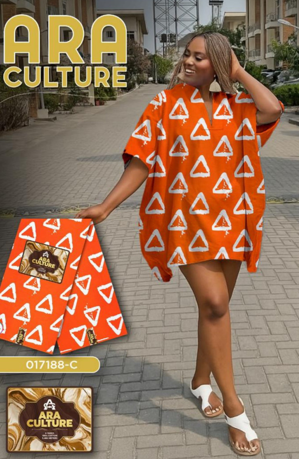 Tissus Wax Africain Ankara , Wax Era Culture L'original 1 à 6 yards Orange Blanc 100% Coton Tendance
